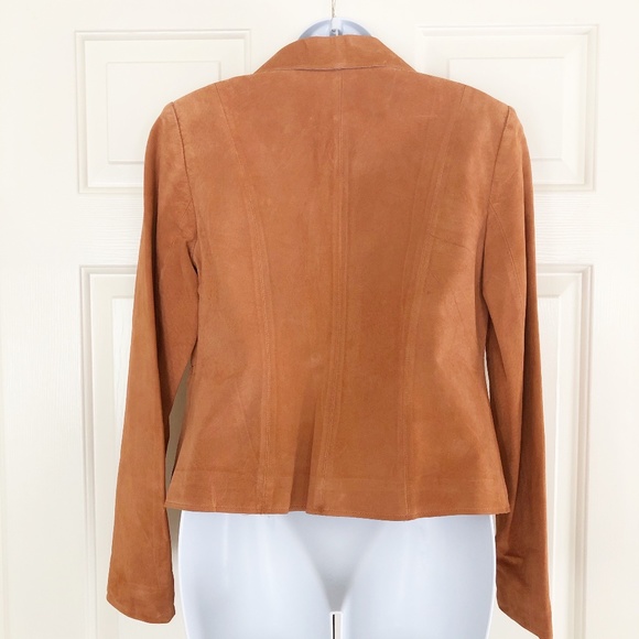 Anne Klein Collared Leather Jacket Burnt Orange - Picture 4 of 8